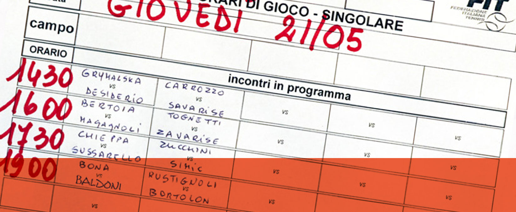 Orari di gioco nei tornei individuali: l’evoluzione nel tempo della loro comunicazione